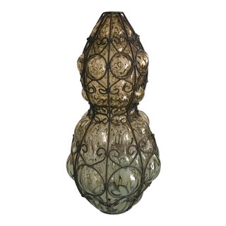 Moroccan Pale Amber Caged Pendant Shade For Sale