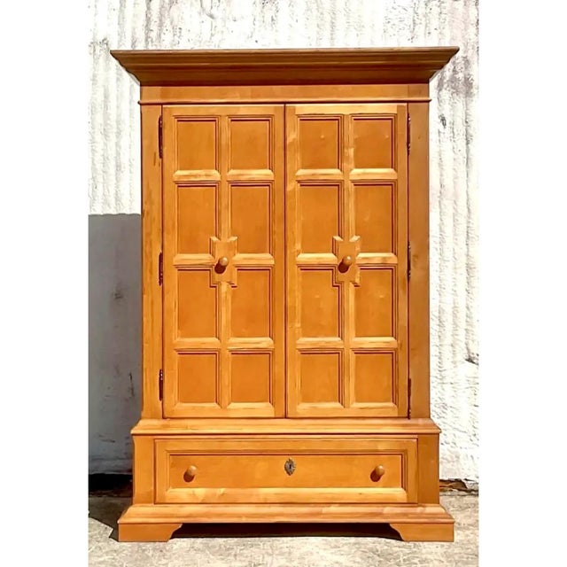 Late 20th Century Vintage Drexel Pine Armoire Cabinet For Sale - Image 5 of 13