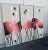 Flamingo Folly! 4 1/2 foot tall Vintage hand painted Triptyc set of Flamingos. Painted on linen - some quilted stitching...