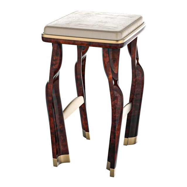 "Pera" Bar Stool with Burl Walnut and Bronze Details, Hand Crafted Bizimyer Furniture. Unmatched. Unrivalled. Designed by...