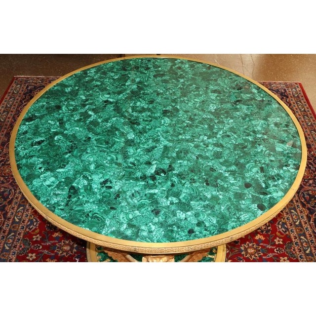 Mid 20th Century Russian Empire Style Gilt Bronze & Malachite Griffin Center Table For Sale - Image 11 of 18