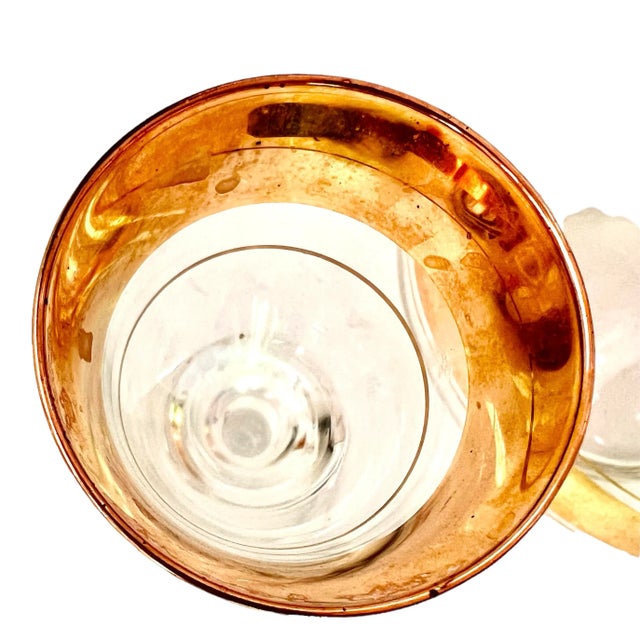 Metal Mid Century Modern Gold Band Liquor Wine Cordials & Decanter Set- 3 Pieces For Sale - Image 7 of 13