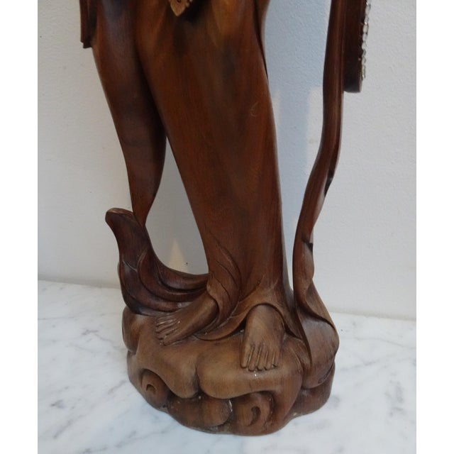 Large Balinese Hand-Carved Coromandel Wooden Sculpture of Dancer, Indonesia, 1920s-1940s For Sale - Image 6 of 18