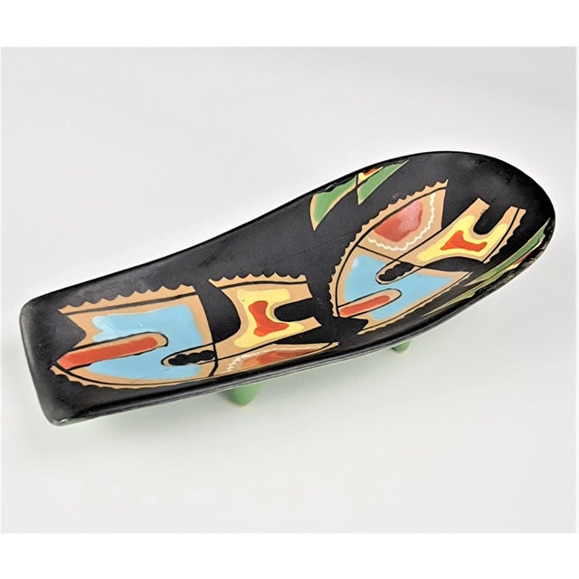 1950s Mid-Century Deruta Italian Hand-Painted Ceramic Abstract Art Platter, 9" For Sale - Image 5 of 11