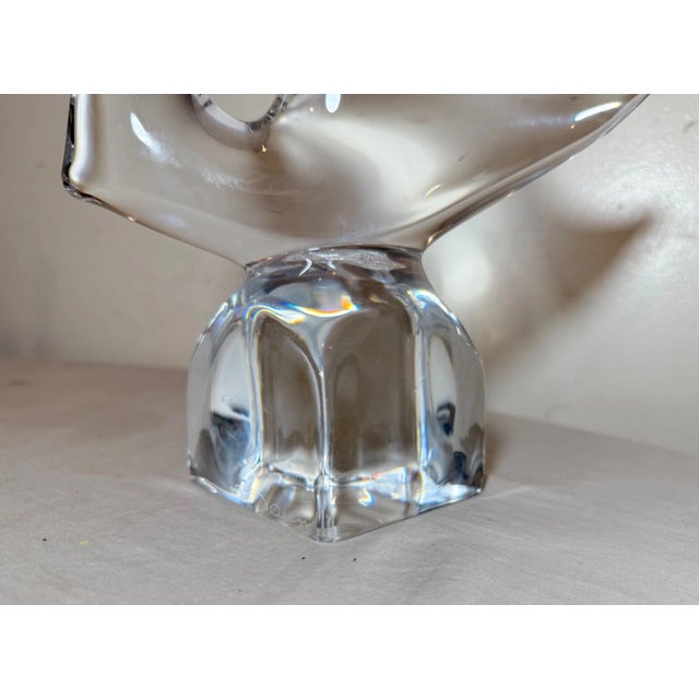 Large Vintage Handmade Blown Daum Crystal Glass Angel Fish Sculpture Statue 14in For Sale - Image 9 of 12