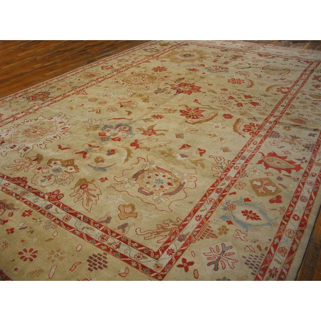 Textile Brilliant Ivory Color With Florid and Medallion Designs Vintage Sultanabad Rug For Sale - Image 7 of 8