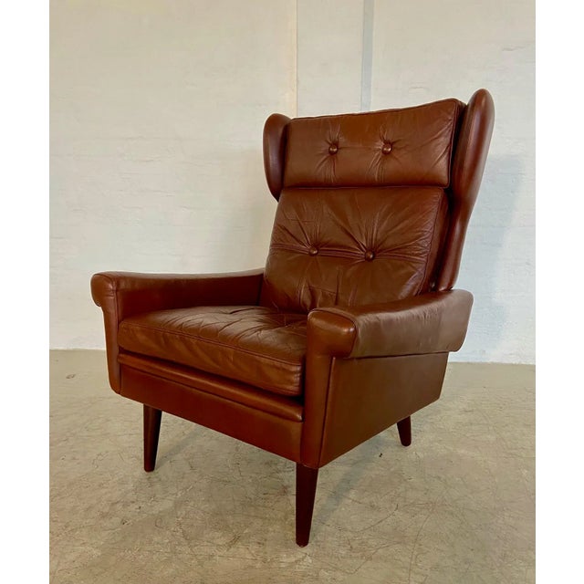 1960s Vintage Danish Caramel Brown Leather Chair by Svend Skipper, 1964 For Sale - Image 5 of 17