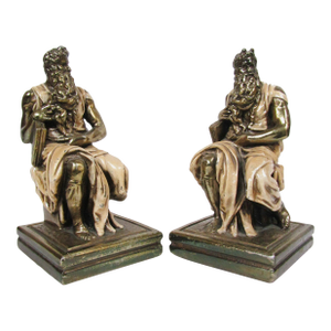 Vintage Marion Bronze Moses Bookends After Michelangelo