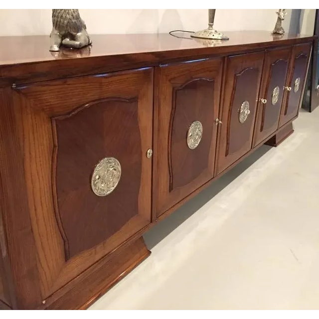 French Art Deco Five-Door Buffet With Silver Plaques For Sale - Image 9 of 9