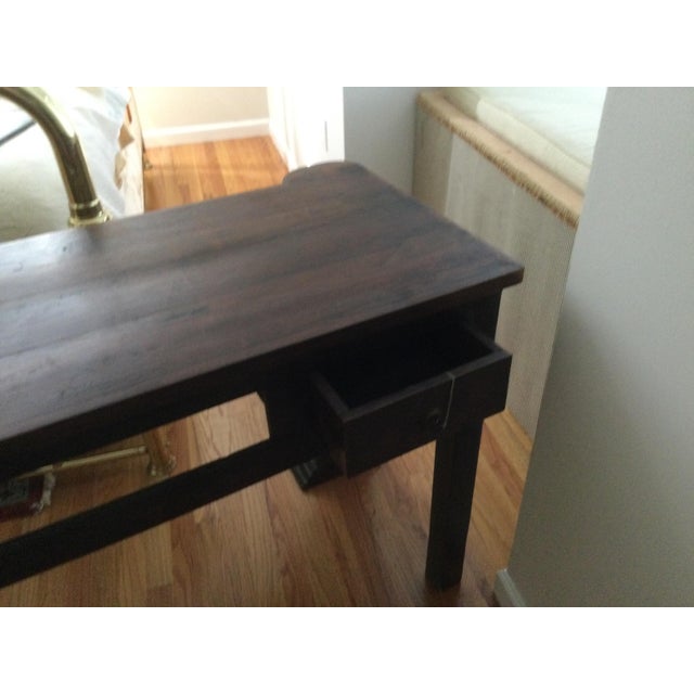 Chestnut Wood Console Table With Hand Carved Designs For Sale - Image 8 of 13