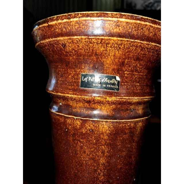 1950s Large Glazed Stoneware Vase with Handles Accolay Potters, 1950s For Sale - Image 5 of 7