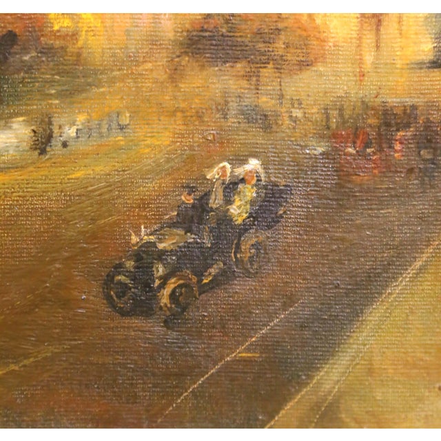 Yellow Early 20th Century French Arc De Triomphe Oil Painting in Gilt Frame For Sale - Image 8 of 9