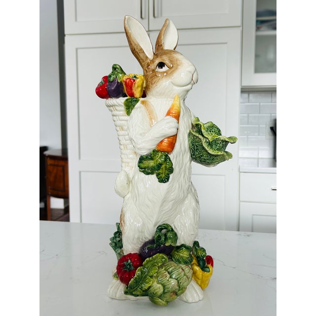 Discover the timeless charm of this Vintage Large Ceramic Bunny by Kaldun & Bogle, featuring a Majolica-inspired design. A...