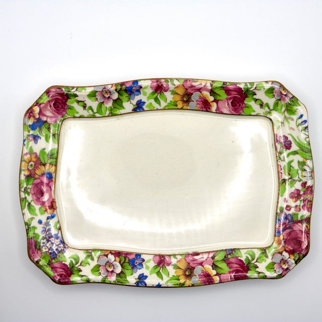 1930s Royal Winton Grimwades "Summertime" Chintz Covered Butter Dish For Sale - Image 4 of 9