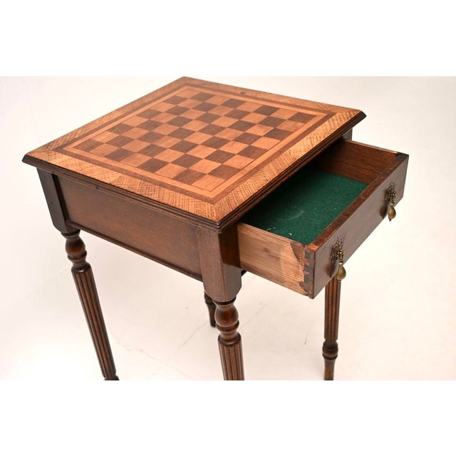 Vintage English Walnut Chess Table, 1920 For Sale - Image 9 of 10
