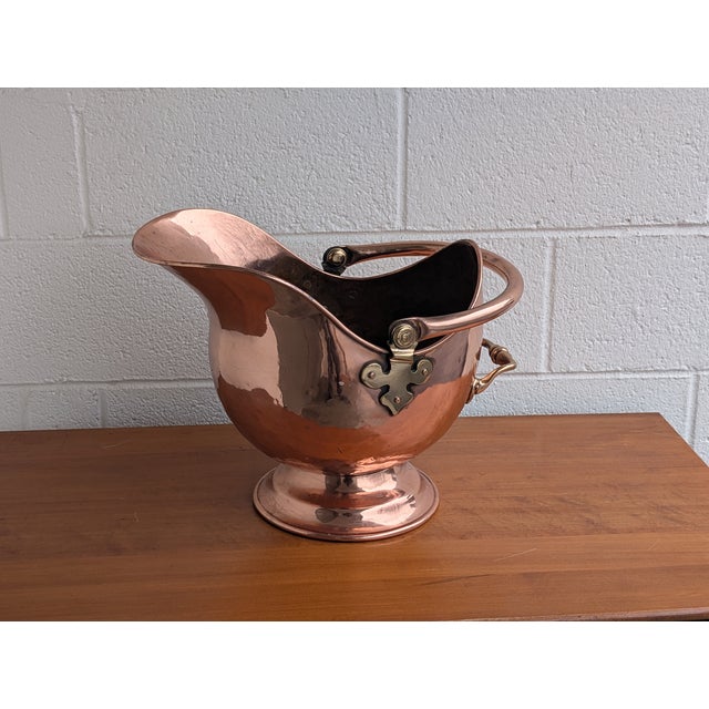 Fabulous Antique 19th Century Copper Brass Coal Bucket Helmet Scuttle W/ Helmet For Sale - Image 10 of 12