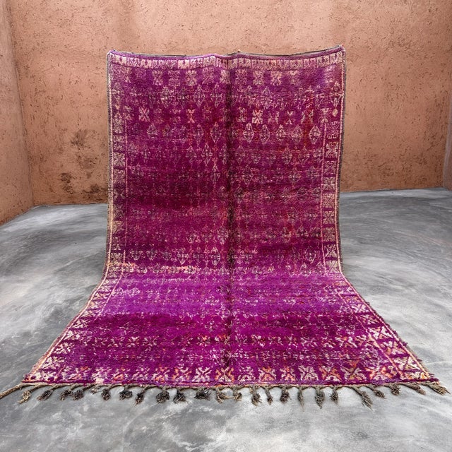 Handknotted Purple Moroccan Rug - 7'1" X 11'9" Ft For Sale - Image 9 of 9
