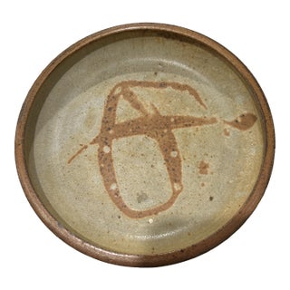 Early 20th Century Hand Crafted Stoneware Shino Style Pottery Shallow Bowl For Sale