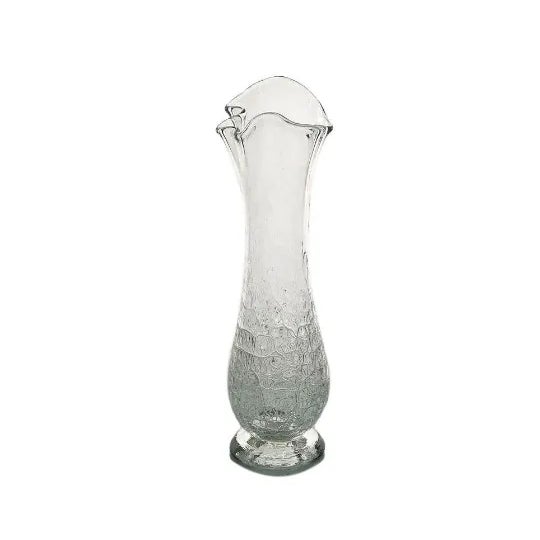 This vase is hand blown stretch vase with crackle work on the bottom of the vase. The workmanship is excellent, near...