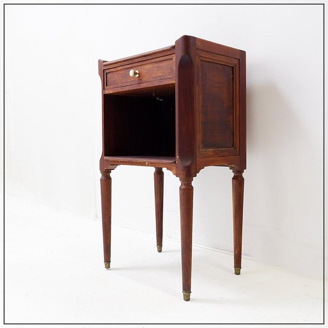 Wood Antique Louis XVI Style Bedside Table For Sale - Image 7 of 16