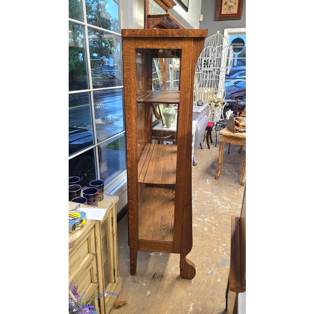 Late 19th Century Antique Tiger Oak Empire China Cabinet For Sale - Image 5 of 12