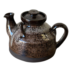 Vintage Danish Studio Pottery Teapot – Brown Drip Glaze Stoneware, 1970s