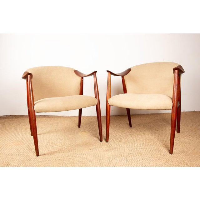 Beige Scandinavian Teak and Fabric New Tyrol Armchairs by Gerhard Berg for Westnofa, 1960, Set of 2 For Sale - Image 8 of 18