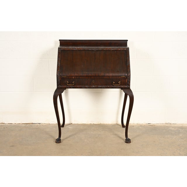 Berkey & Gay Style Antique Queen Anne Mahogany Slant Front Secretary Desk, Circa 1900 For Sale - Image 14 of 14