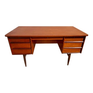 Mid 20th Century Mid Century Danish Modern Teak Desk With Bookcase Front For Sale
