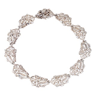 Vintage Ilias Lalaounis Sterling Silver Necklace 16" Choker Wide Knot Links For Sale