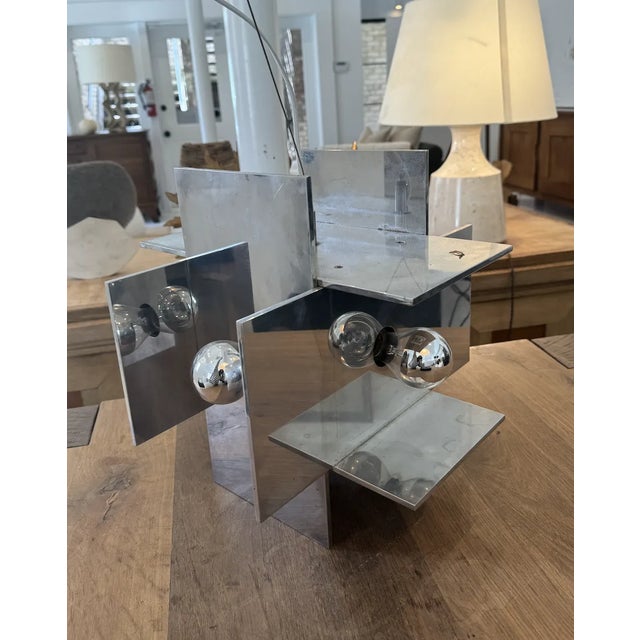 Vintage Polished Aluminum Pedant Ceiling Light For Sale - Image 9 of 10