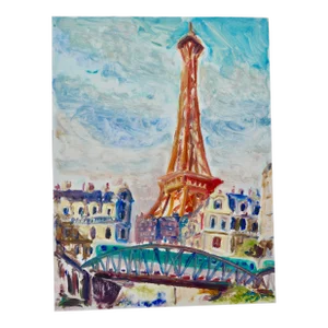 Contemporary Monoprint, "Eiffel Tower in Paris, France"