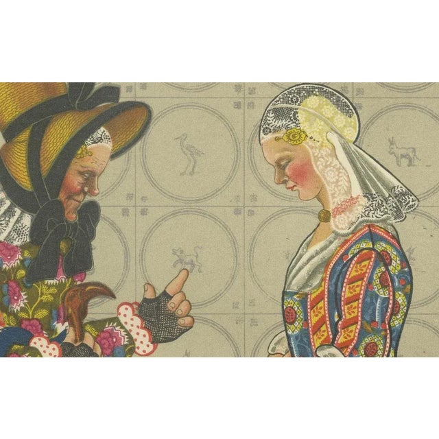 Gratiane de Gardilanne and Elizabeth Whitney Moffatt, Groningen Women in Chintz and Flodder Muts Headdresses, 1932, Chromolithograph For Sale - Image 4 of 10