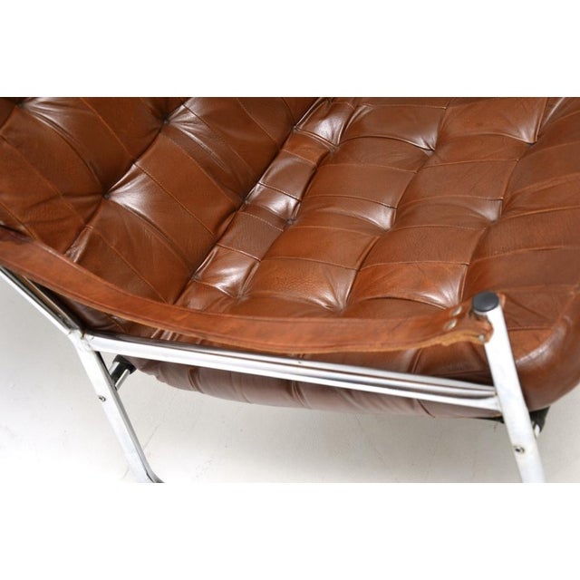 Brown Vintage Danish Leather and Chrome Armchairs from Karin Mobring, 1970s, Set of 2 For Sale - Image 8 of 11