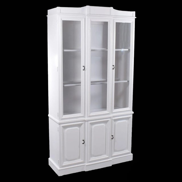 Faux Bamboo White Glass Doors Cabinet For Sale In West Palm - Image 6 of 6