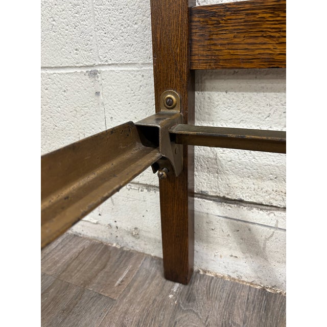 Antique Full Size Northwestern MFG Co Arts & Crafts Mission Tiger Oak Bed For Sale - Image 14 of 18