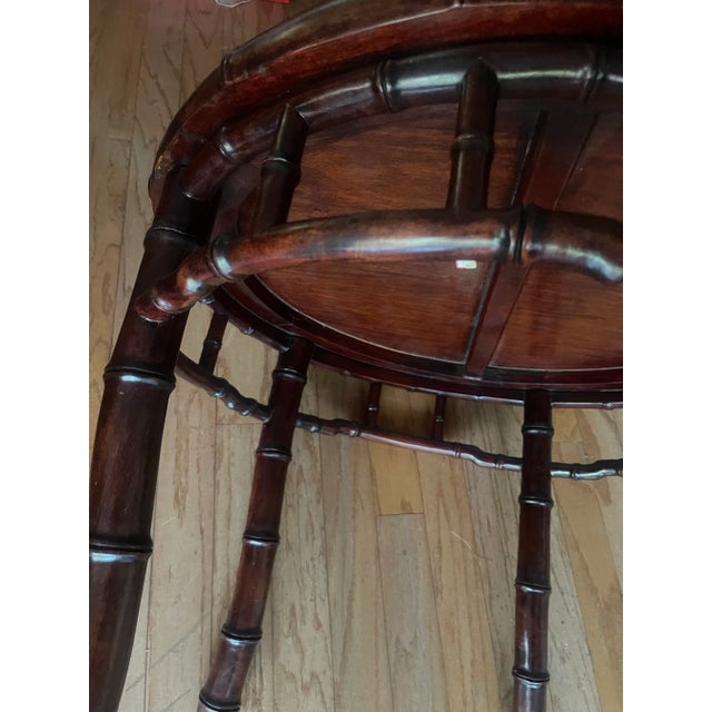 Chinese Faux Bamboo Mahogany Table 20hTh. C. For Sale - Image 4 of 7
