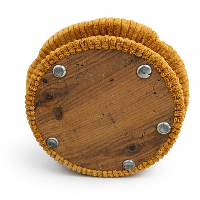 Vintage Mustard Corduroy Pouf, 1970s For Sale - Image 4 of 8