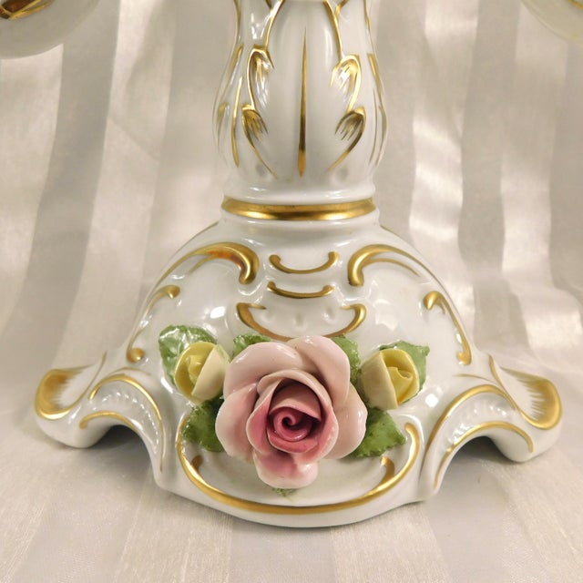 1930s Alboth and Kaiser Five Candle Candelabra With Dimensional Flowers # 26745 For Sale - Image 13 of 17