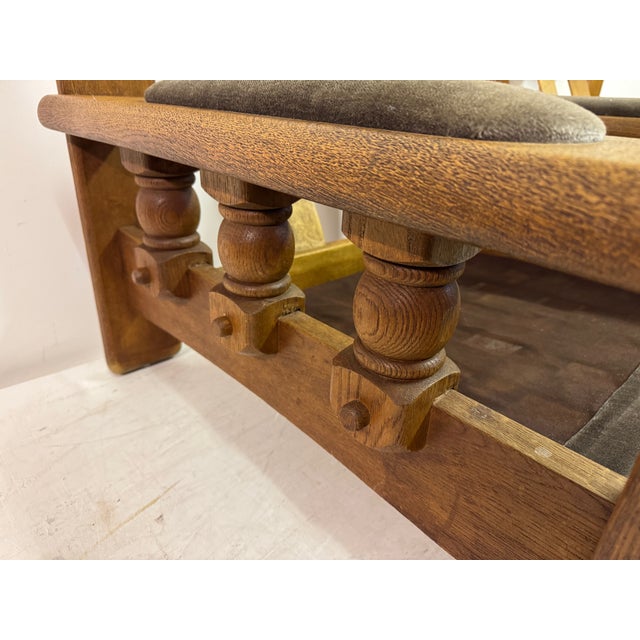 Brutalist Oak Chairs with Slatted Backs, 1960s, Set of 2 For Sale - Image 4 of 18