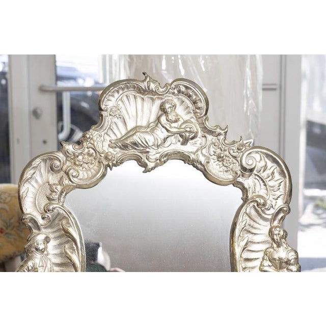 Continental Repoussé Silvered Table Mirror For Sale - Image 4 of 6