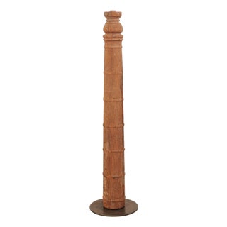 19th Century British Colonial Carved Wood Column on Stand For Sale