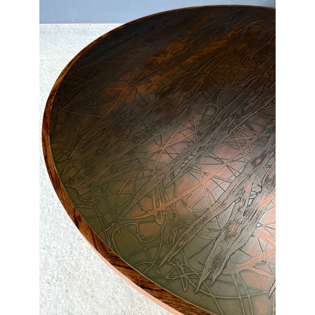 Mid-Century Modern Scandinavian Teak Coffee Table with Copper Inlay, Denmark, 1960s For Sale - Image 12 of 15