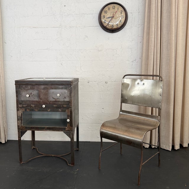 Metal Early 20th Century Industrial Brushed Steel Hospital Chair For Sale - Image 7 of 8