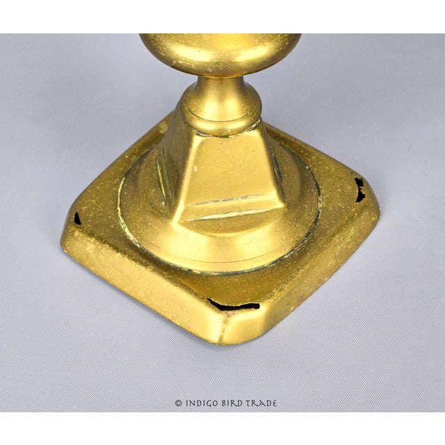 19th Century England Brass Push Up Candlestick Holders Set of 2 For Sale In Greenville, SC - Image 6 of 7