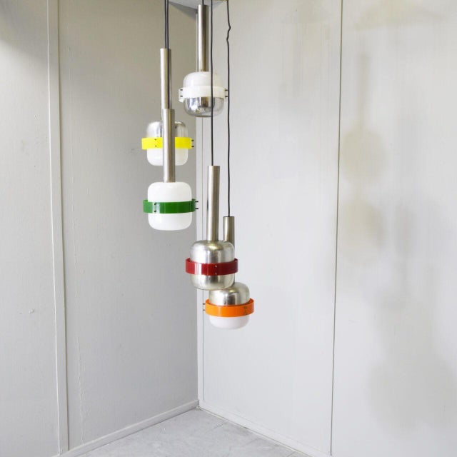 Pendant Lights in White and Colored Plastic from Stilnovo, 1960s, Set of 5 For Sale - Image 14 of 14