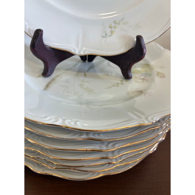 Vintage Forest Bavaria Dinner Plates With Gold Rim - Set of 8 For Sale - Image 10 of 12