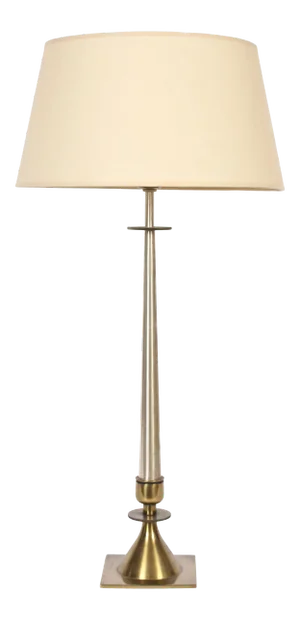 Mid 20th Century Stiffel Tall Tommi Parzinger Style Nickel and Brass Lamp with Milk Glass Shade