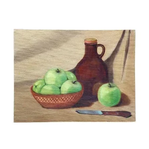 Still Life Painting of Green Apples and Jug 12” X 16”