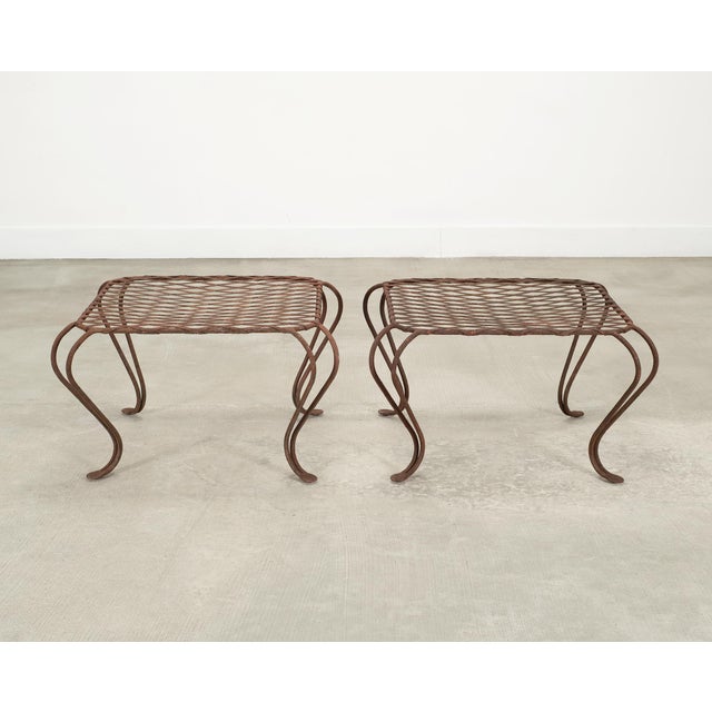 Late 20th Century Pair of Rose Tarlow Twig Iron Garden Lattice Side Tables For Sale - Image 5 of 18